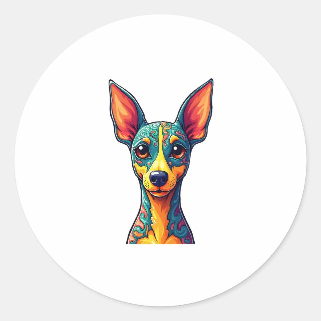 Chihuahua  Abstract Painting  Colour  Cute Dog (6) Classic Round Sticker (Front)