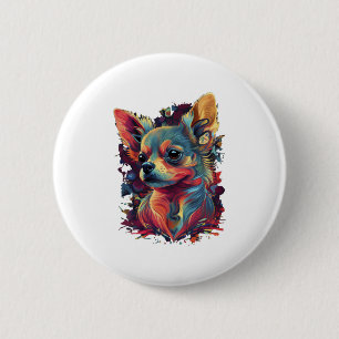 Chihuahua  Abstract Painting  Colour  Cute Dog    6 Cm Round Badge