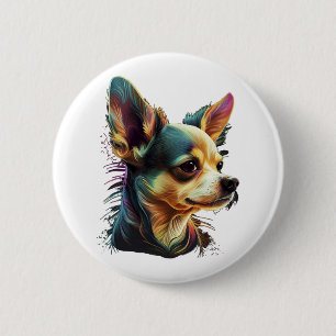 Chihuahua Abstract Painting Colour Cute Dog 6 Cm Round Badge