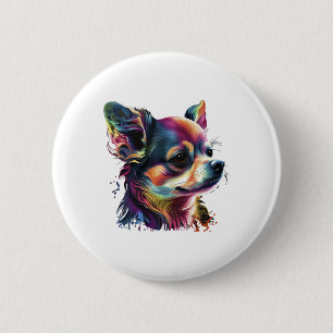Chihuahua  Abstract Painting  Colour  Cute Dog     6 Cm Round Badge