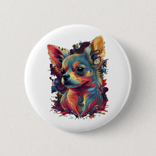 Chihuahua  Abstract Painting  Colour  Cute Dog    6 Cm Round Badge