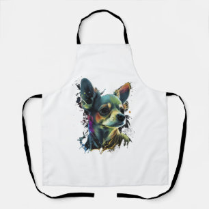 Chihuahua Abstract Painting Colour Cute Dog Apron