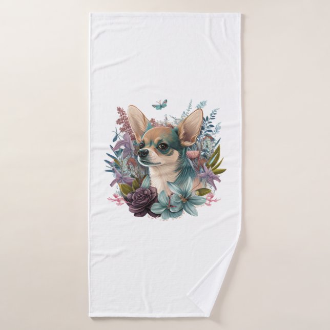Chihuahua  Abstract Painting  Colour  Cute Dog   Bath Towel (Bath Towel)