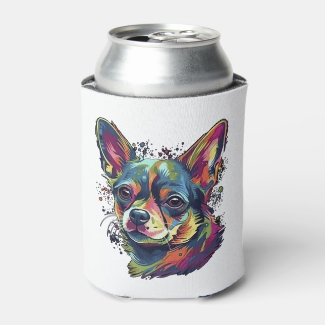 Chihuahua  Abstract Painting  Colour  Cute Dog     Can Cooler (Can Front)