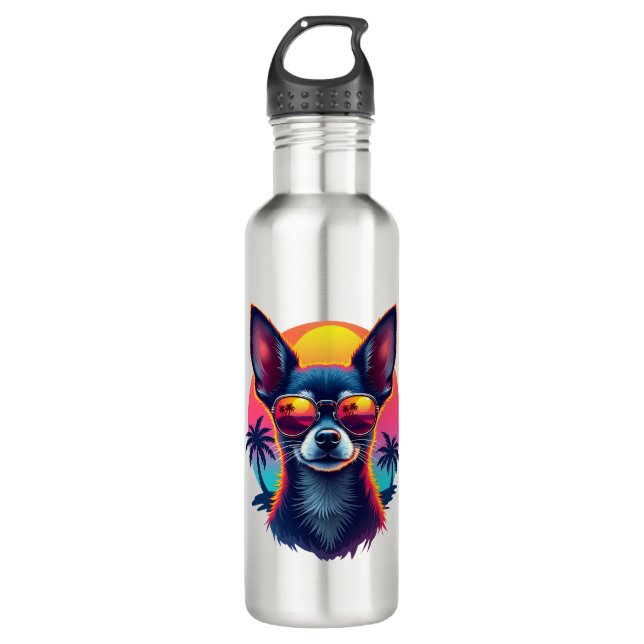 Chihuahua  Abstract Painting  Colour  Cute Dog Cop 710 Ml Water Bottle (Front)