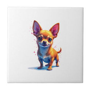 Chihuahua Abstract Painting Colour Cute Dog Cop Ceramic Tile