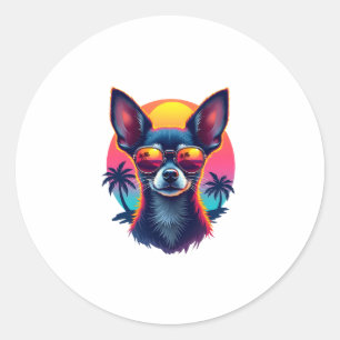 Chihuahua  Abstract Painting  Colour  Cute Dog Cop Classic Round Sticker