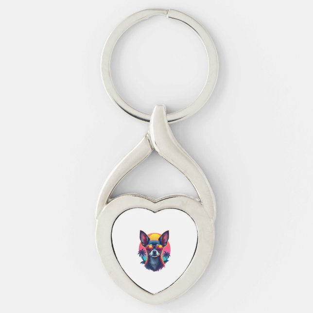 Chihuahua  Abstract Painting  Colour  Cute Dog Cop Key Ring (Front)