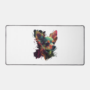 Chihuahua Abstract Painting Colour Cute Dog Desk Mat