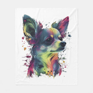Chihuahua Abstract Painting Colour Cute Dog Fleece Blanket