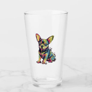 Chihuahua Abstract Painting Colour Cute Dog Glass
