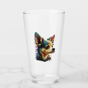 Chihuahua Abstract Painting Colour Cute Dog Glass