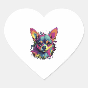 Chihuahua  Abstract Painting  Colour  Cute Dog     Heart Sticker
