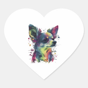 Chihuahua Abstract Painting Colour Cute Dog Heart Sticker