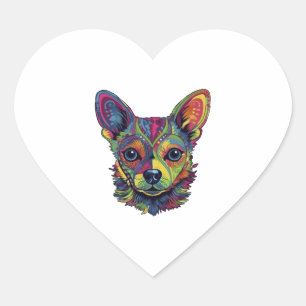 Chihuahua  Abstract Painting  Colour  Cute Dog     Heart Sticker