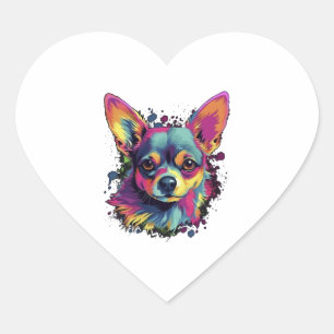 Chihuahua  Abstract Painting  Colour  Cute Dog     Heart Sticker