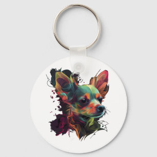 Chihuahua  Abstract Painting  Colour  Cute Dog Key Ring