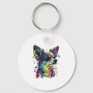Chihuahua  Abstract Painting  Colour  Cute Dog  Key Ring