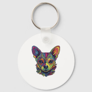 Chihuahua Abstract Painting Colour Cute Dog Key Ring