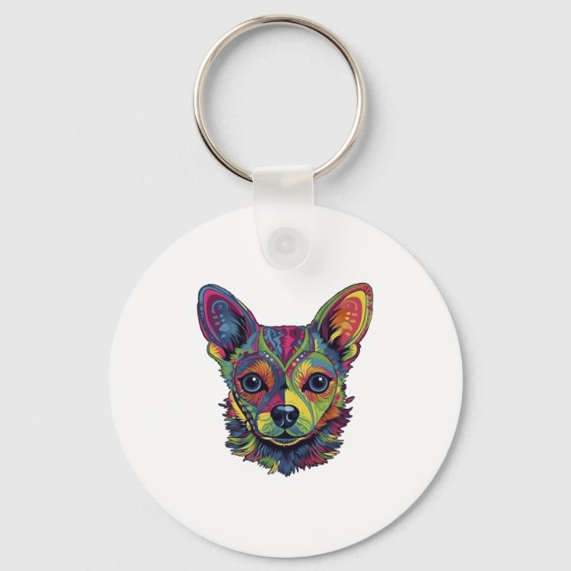 Chihuahua  Abstract Painting  Colour  Cute Dog     Key Ring (Front)