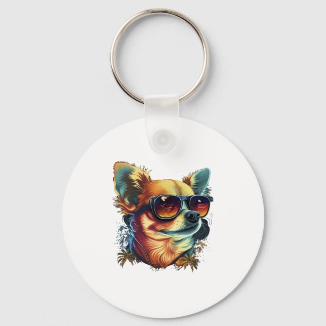 Chihuahua  Abstract Painting  Colour  Cute Dog     Key Ring (Front)