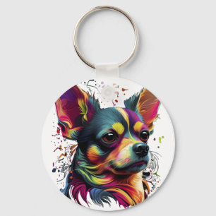 Chihuahua  Abstract Painting  Colour  Cute Dog     Key Ring