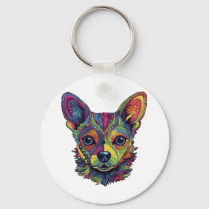 Chihuahua Abstract Painting Colour Cute Dog Key Ring