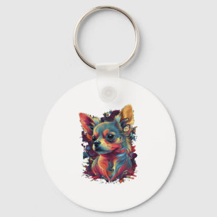 Chihuahua Abstract Painting Colour Cute Dog Key Ring