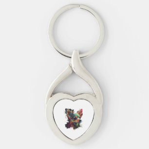 Chihuahua  Abstract Painting  Colour  Cute Dog Key Ring