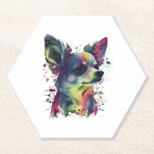 Chihuahua Abstract Painting Colour Cute Dog Paper Coaster