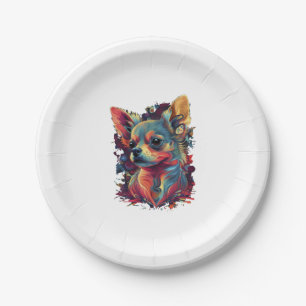 Chihuahua Abstract Painting Colour Cute Dog Paper Plate