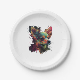 Chihuahua  Abstract Painting  Colour  Cute Dog Paper Plate