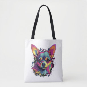 Chihuahua Abstract Painting Colour Cute Dog Tote Bag