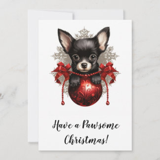 Chihuahua and Bauble Christmas Card