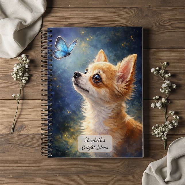 Chihuahua and Blue Butterfly Notebook (Creator Uploaded)
