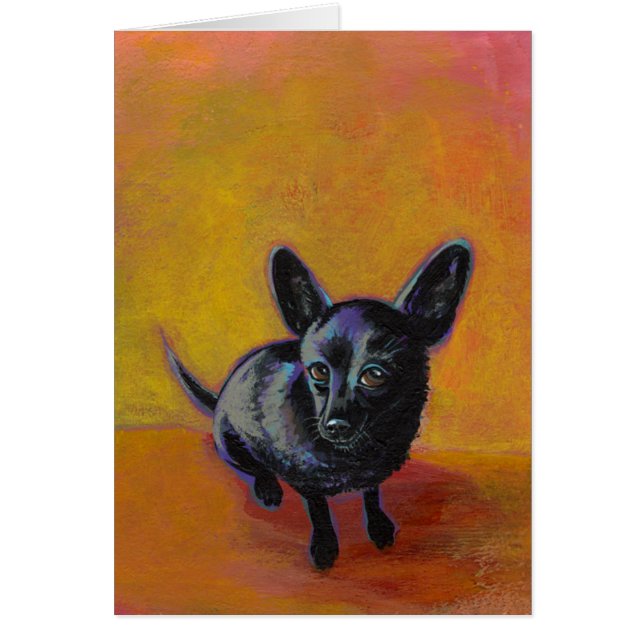 Chihuahua art cute black dog original painting (Front)