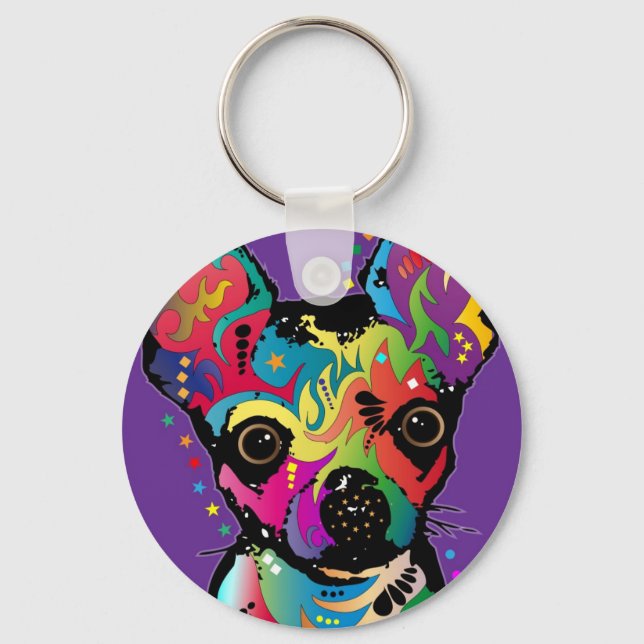 Chihuahua Art Key Ring (Front)