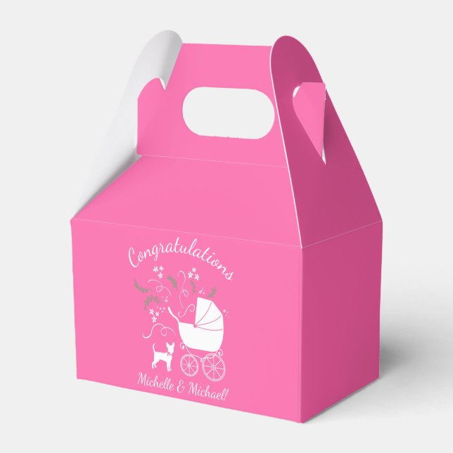 Chihuahua Baby Shower Pink Girl Dog Favour Box (Front Side)