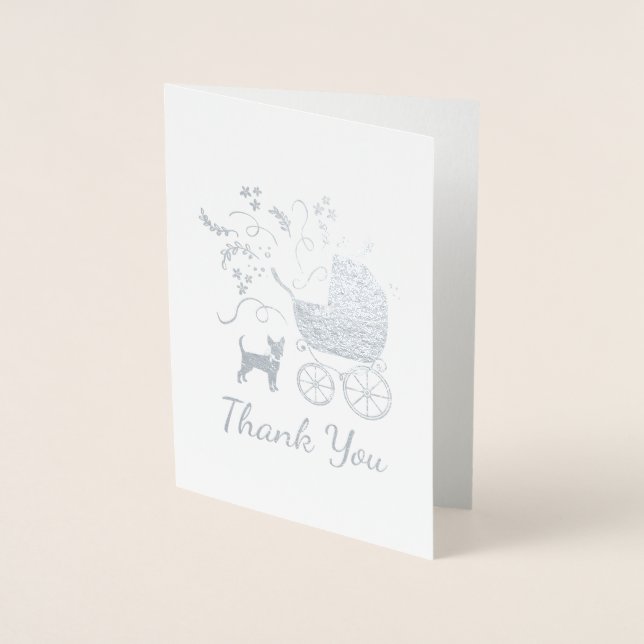 Chihuahua Baby Shower Puppy Dog Pink Girl Foil Card (Front)