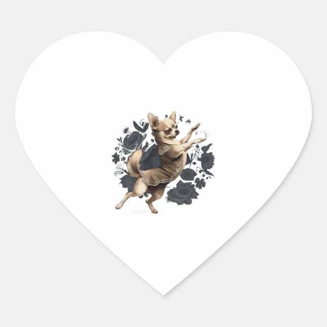 Chihuahua  Ballerina  Ballet  Dance  Dancing     Heart Sticker (Front)