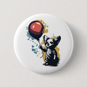 Chihuahua Balloon Cute Dog Chiwawa Funny 6 Cm Round Badge