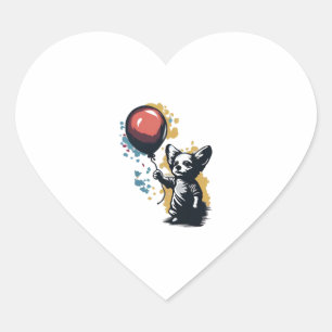 Chihuahua Balloon Cute Dog Chiwawa Funny Heart Sticker