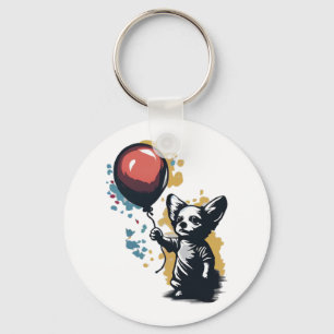 Chihuahua Balloon Cute Dog Chiwawa Funny Key Ring