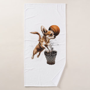Chihuahua Basketball Player Sport Dunk Bath Towel