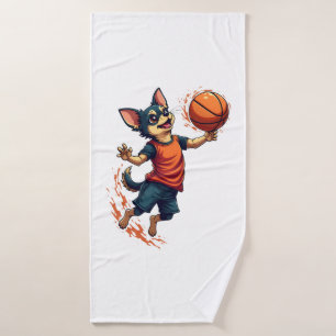 Chihuahua Basketball Player Sport Dunk Bath Towel