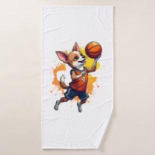 Chihuahua Basketball Player Sport Dunk Copy Bath Towel
