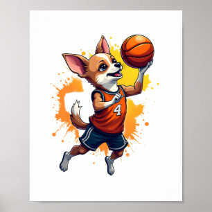 Chihuahua  Basketball  Player  Sport  Dunk  Copy Poster