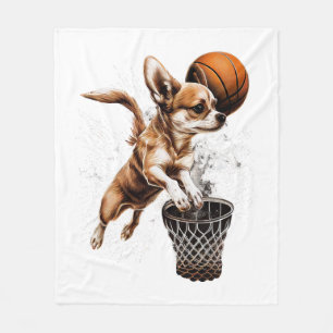 Chihuahua Basketball Player Sport Dunk Fleece Blanket