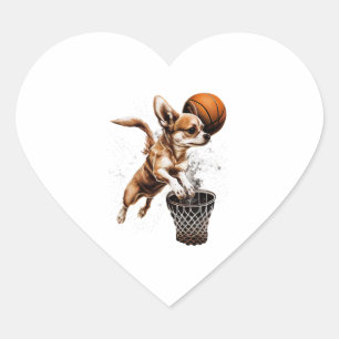 Chihuahua Basketball Player Sport Dunk Heart Sticker
