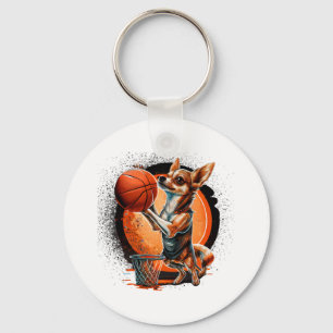Chihuahua Basketball Player Sport Dunk Key Ring